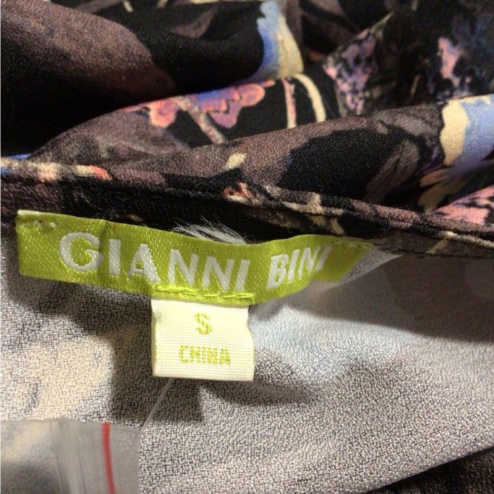 Gianni Bini Black and Blue Floral Long Sleeve Dress - Picture 8 of 9